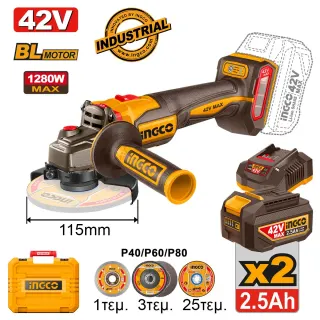 Γωνιακός Τροχός Μπαταρίας 115mm 42V Li-Ion