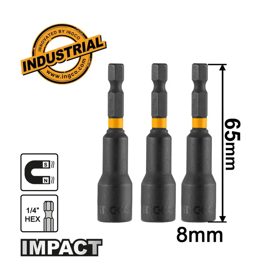 Καρυδάκια 1/4″ Impact-Αέρος Μαγνητικά 8mm 3 τεμ.