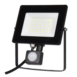 LED PIR 30W | 6500k | 2700lm FLOODLIGHT CAST ALUM.220-240V~IP65/IP54 GLASScover | BLACK | {enjoysimplicity}™