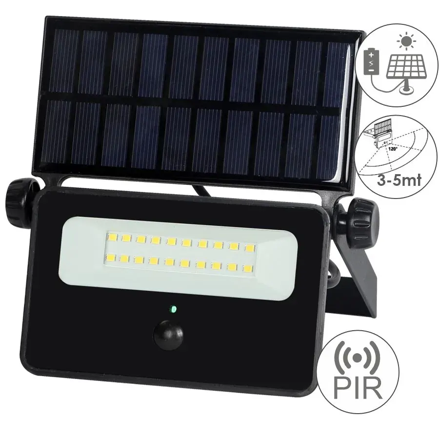 LED SOLAR+ABS+PIR 16W | 4000k | 1600lm FLOODLIGHT ALUM.IP65 | {enjoysimplicity}™