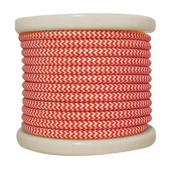 Textile Cable 2×0.75mm²- ρολλό 10mt – Kόκκινο και Λευκό