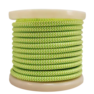Textile Cable 2×0.75mm²- ρολλό 10mt – Πράσινο – Λευκό