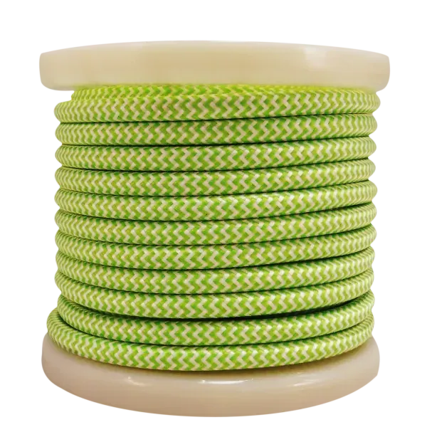 Textile Cable 2×0.75mm²- ρολλό 10mt – Πράσινο – Λευκό