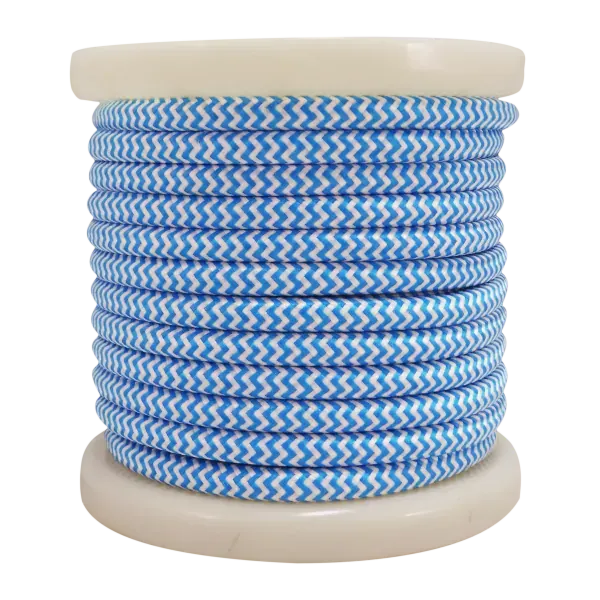 Textile Cable 2×0.75mm²- ρολό 10mt – Γαλάζιο & Λευκό διακριτικό