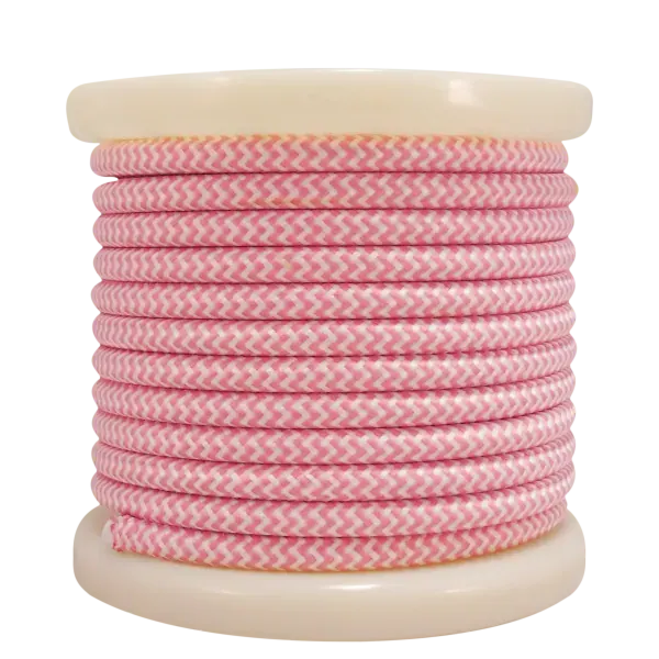 Textile Cable 2×0.75mm²- ρολό 10mt – Λευκό & Ροζ