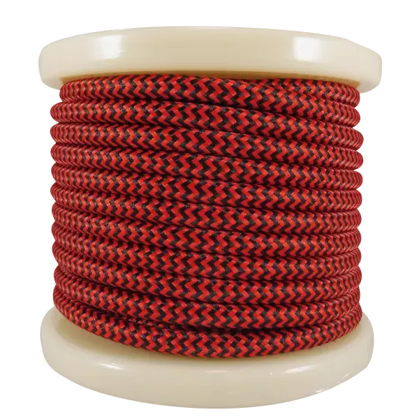 Textile Cable 2×0.75mm²- ρολλό 10mt – Kόκκινο Μαύρο
