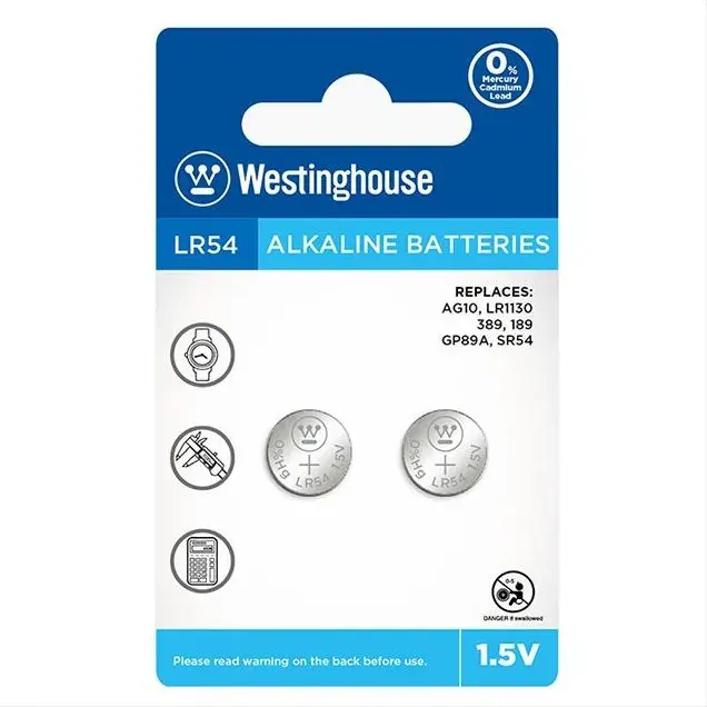 LR 54-BP2 | Button Cell – Alkaline – AG10-BP2(0%Hg) – Blister 2pcs