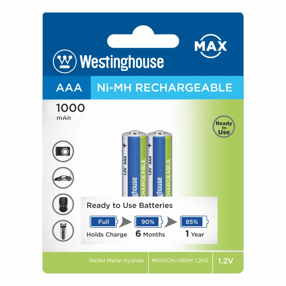 NH-AAA1000BP2AR-MAX | Ni-MH Rechargeable – Max series – AAA – Blister 2pcs