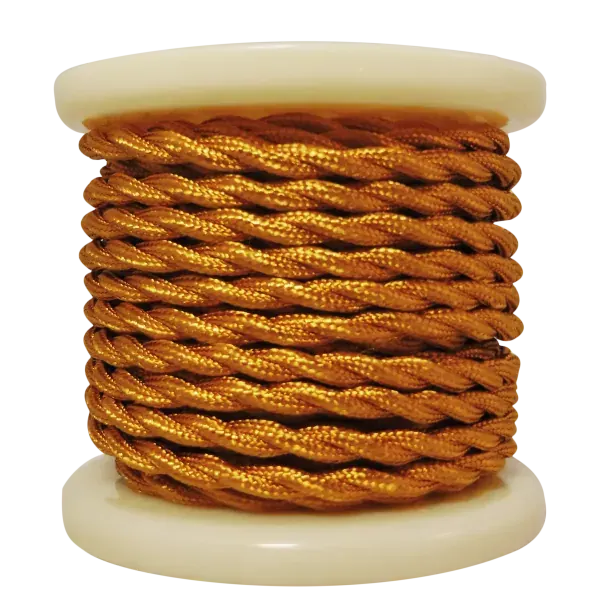 Textile Cable Τwist 2×0.75mm²- ρολλό 10mt – ΧΡΥΣΟ ΓΥΑΛΙΣΤΕΡΟ