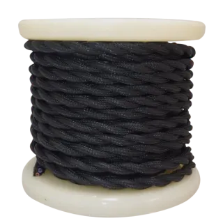Textile Cable Τwist 2×0.75mm²- ρολλό 10mt – ΜΑΥΡΟ