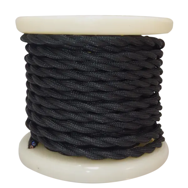 Textile Cable Τwist 2×0.75mm²- ρολλό 10mt – ΜΑΥΡΟ