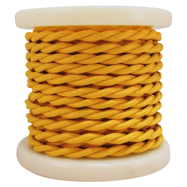 Textile Cable Τwist 2×0.75mm²- ρολλό 10mt – KIΤΡΙΝΟ ΣΚΟΥΡΟ