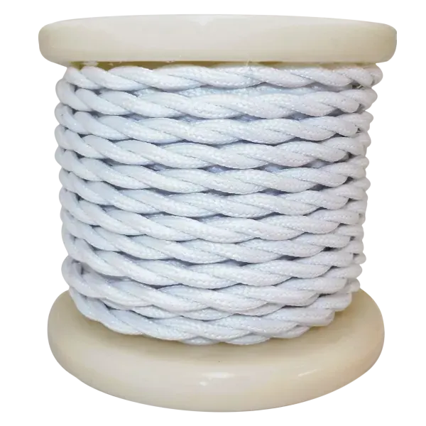 Textile Cable Τwist 2×0.75mm²- ρολλό 10mt – ΛΕΥΚΟ