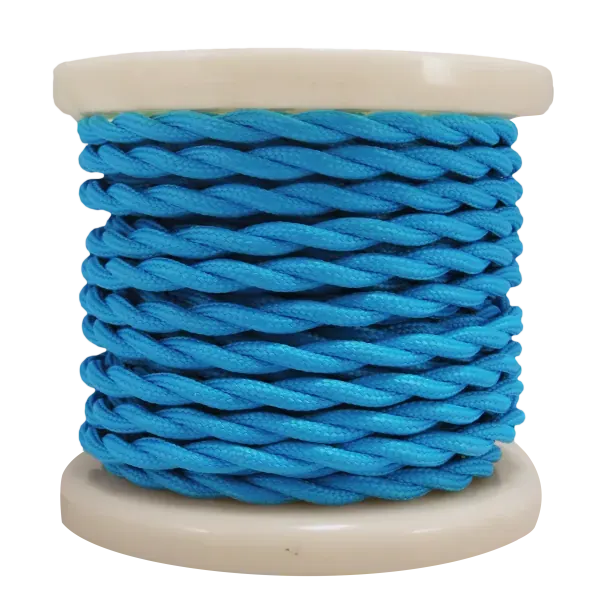 Textile Cable Τwist 2×0.75mm²- ρολλό 10mt – Γαλάζιο Στριφτό