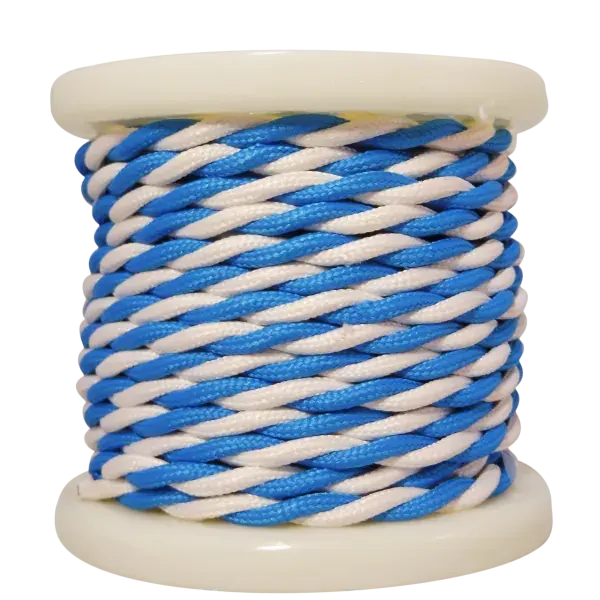 Textile Cable Τwist 2×0.75mm²- ρολλό 10mt – Γαλάζιο & λευκό έντονο