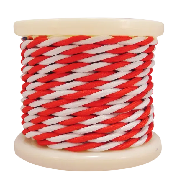 Textile Cable Τwist 2×0.75mm²- ρολλό 10mt – Κόκκινο & λευκό