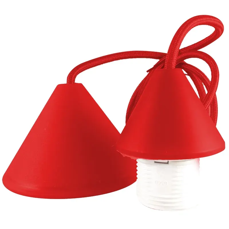ΣΕΤ PVC V+V ΡΟΖΕΤΑ ΜΕ ΚΑΛΩΔΙΟ 1mt 2×0.75mm² & NTOYI E27 ΚΟΚΚΙΝΟ