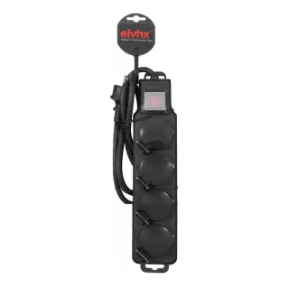ΠΟΛΥΠΡΙΖO 4Θ ΣΤΕΓΑΝΟ IP44 +ΚΑΠΑΚΙ+ΔΙΑΚ.+ΚΑΛ.1.4mt 3G1.5mm2 ΜΑΥΡΟ