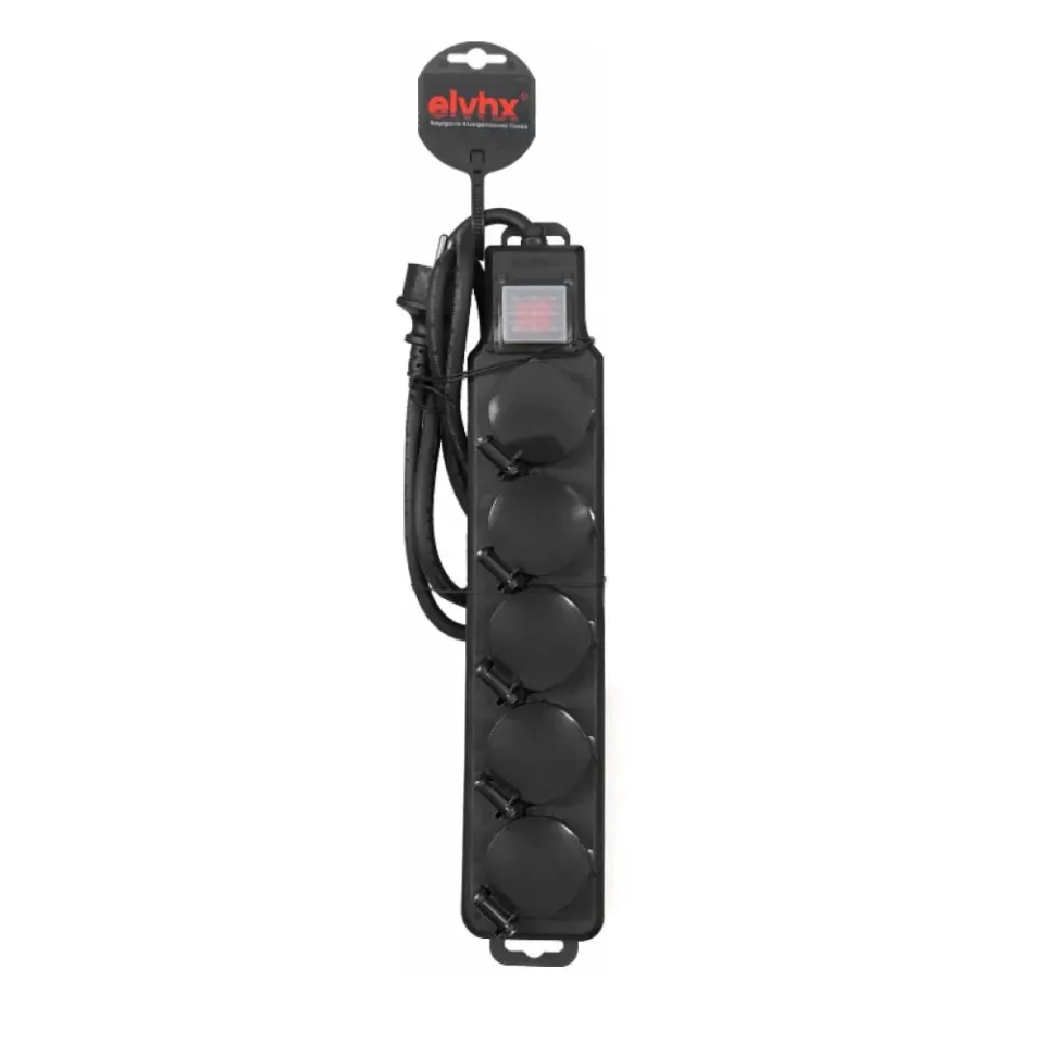 ΠΟΛΥΠΡΙΖO 5Θ ΣΤΕΓΑΝΟ IP44 +ΚΑΠΑΚΙ+ΔΙΑΚ.+ΚΑΛ.1.4mt 3G1.5mm2 ΜΑΥΡΟ