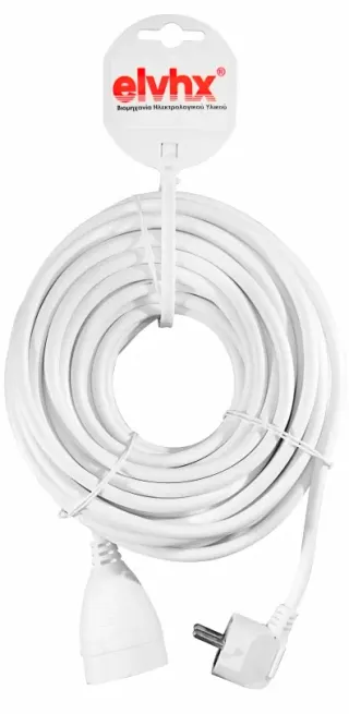 ΠΡΟΕΚΤΑΣΗ 5mt ΚΑΛ.3G1.5mm2 ΦΙΣ SCHUKO ΑΡΣ.+ΘΗΛ.IP20 ΛΕΥΚΟ