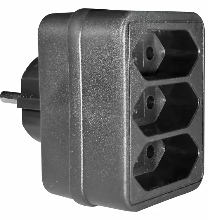 ΑΝΤΑΠΤOΡΑΣ SCHUKO → 3Θ ΙΙ x16A max:1700W IP20 ΜΑΥΡΟ