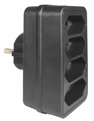 ΑΝΤΑΠΤOΡΑΣ SCHUKO → 4Θ ΙΙ x16A max:2300W IP20 ΜΑΥΡΟ