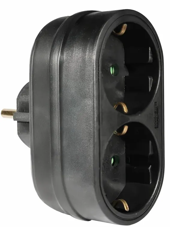 ΑΝΤΑΠΤOΡΑΣ SCHUKO → 2Θ SCHUKO x16A max:3680W IP20 ΜΑΥΡΟ