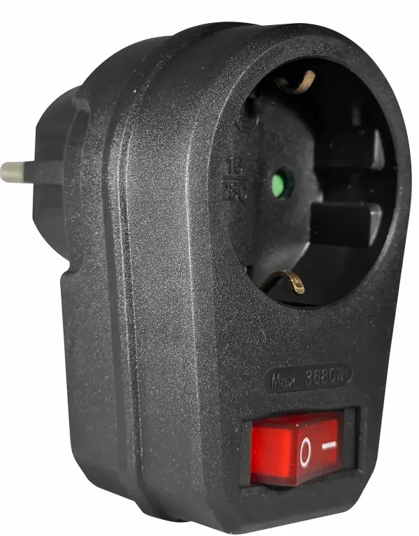 ΑΝΤΑΠΤOΡΑΣ ΜΕ ΔΙΑΚ. SCHUKO → 1Θ SCHUKO max:3680W IP20 ΜΑΥΡΟ