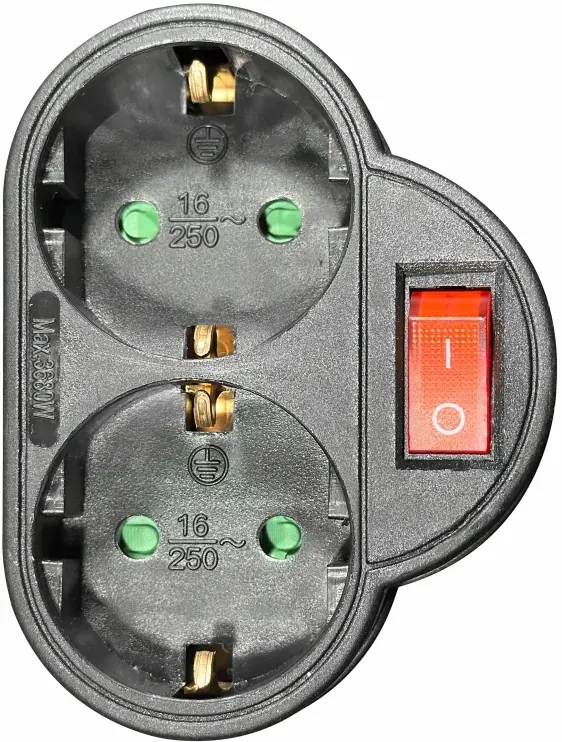 ΑΝΤΑΠΤOΡΑΣ ΜΕ ΔΙΑΚ. SCHUKO → 2Θ SCHUKO max:3680W IP20 ΜΑΥΡΟ
