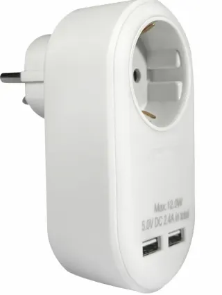 ΑΝΤΑΠΤOΡΑΣ ΜΕ USB SCHUKO → 1Θ SCHUKO max:3680W IP20 ΛΕΥΚΟ