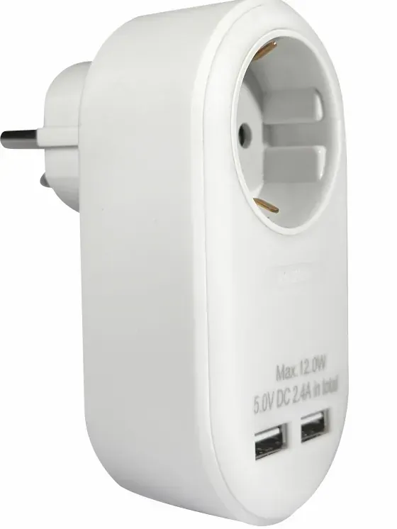 ΑΝΤΑΠΤOΡΑΣ ΜΕ USB SCHUKO → 1Θ SCHUKO max:3680W IP20 ΛΕΥΚΟ