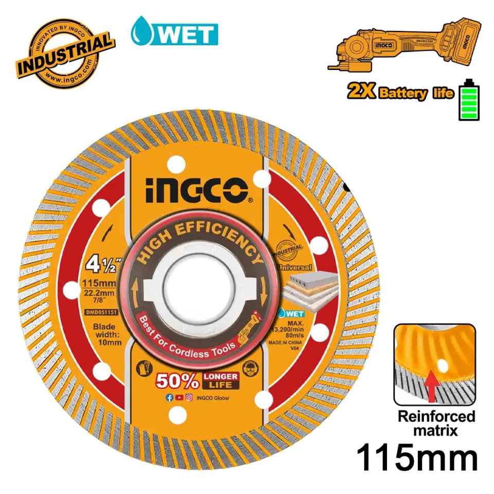Διαμαντόδισκος Λεπτός Δομικών Υλικών 115mm x 1.5mm
