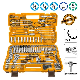 Εργαλεία Χειρός και Καρυδάκια 1/4″ – 1/2″ – 3/8″ Σετ 182 τεμ.