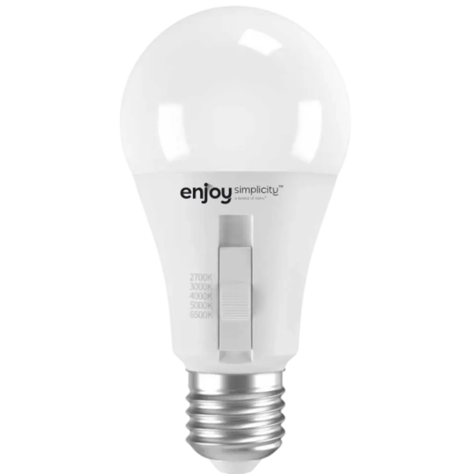 LED SMD 9W A60 5CCT dip switch | 9W (=60w) | 806lm | E27 | 2700k-3000k-4000k-5000k-6500k | {enjoysimplicity}™