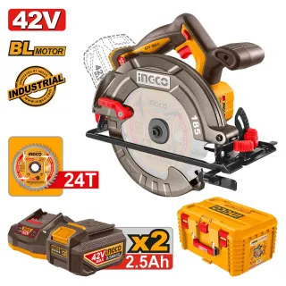 Δισκοπρίονο Μπαταρίας 42V Li-Ion Φ 185mm +Εργαλειοθήκη Βαθιά 19″