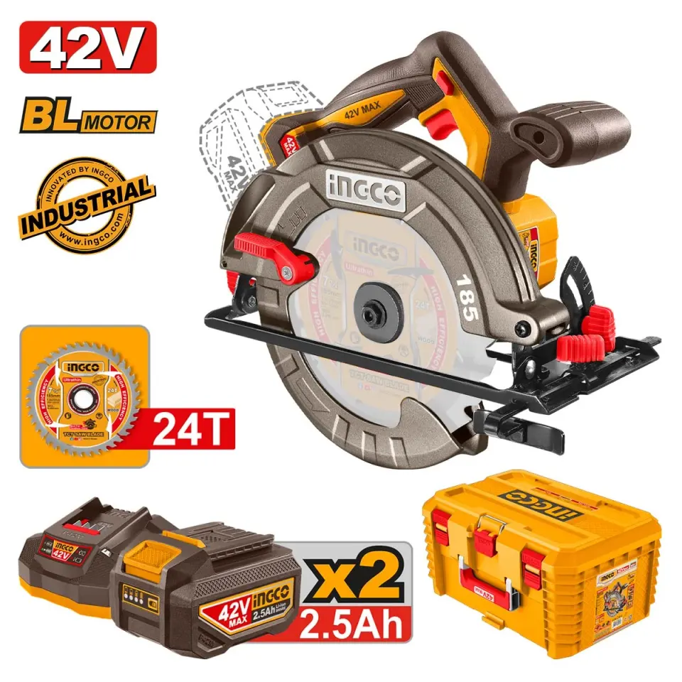 Δισκοπρίονο Μπαταρίας 42V Li-Ion Φ 185mm +Εργαλειοθήκη Βαθιά 19″