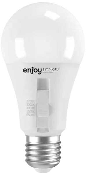 LED SMD 9W A60 DIM | 5CCT dip switch | 9W (=60w) | 806lm | E27 | 2700k-3000k-4000k-5000k-6500k | {enjoysimplicity}™
