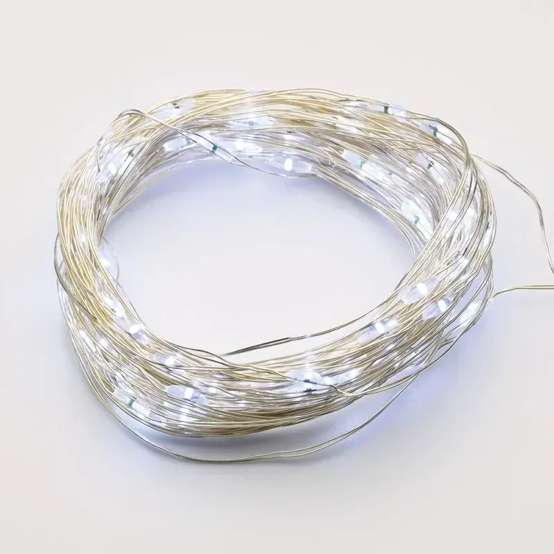 ΛΑΜΠΑΚΙΑ 20 LED 1.2W ΣΕ ΣΕΙΡΑ ΨΥΧΡΟ ΛΕΥΚΟ ΜΕ ΜΠΑΤΑΡΙΕΣ 2xΑΑ 6ON/18OFF & ΑΣΥΜΙ ΚΑΛΩΔΙΟ ΧΑΛΚΟΥ 2m IP20 100mm
