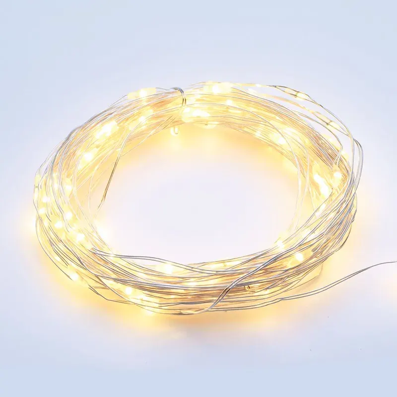 ΛΑΜΠΑΚΙΑ 200 LED 6W ΣΕ ΣΕΙΡΑ ΘΕΡΜΟ ΛΕΥΚΟ ΜΕ ΑΝΤΑΠΤΟΡΑ 3VDC & 8 ΠΡΟΓΡΑΜΜΑΤΑ ΑΣΗΜΙ ΚΑΛΩΔΙΟ ΧΑΛΚΟΥ 3m IP44 200mm