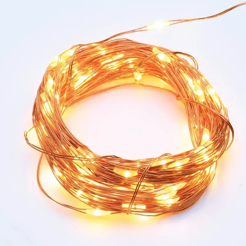 ΛΑΜΠΑΚΙΑ 200 LED 6W ΣΕ ΣΕΙΡΑ ΘΕΡΜΟ ΛΕΥΚΟ ΜΕ ΑΝΤΑΠΤΟΡΑ 3VDC & 8 ΠΡΟΓΡΑΜΜΑΤΑ ΧΑΛΚΙΝΟ ΚΑΛΩΔΙΟ ΧΑΛΚΟΥ 3m IP44 200mm