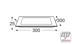 Υ/Κ LED PANEL ΧΩΝ. ΤΕΤΡ. 26W 3.000K 1940Lm 230V 300mm Ra80