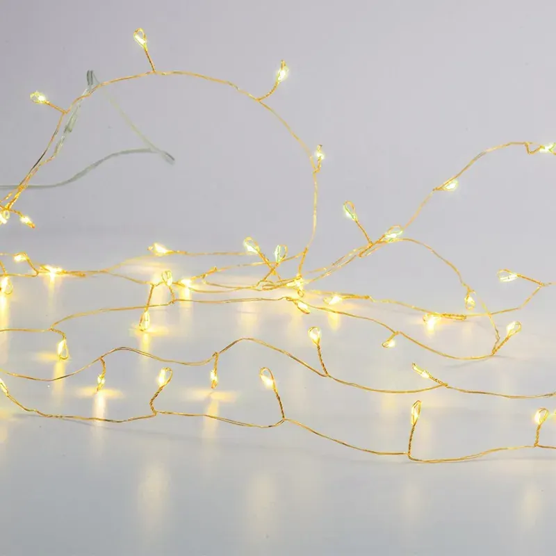 ΛΑΜΠΑΚΙΑ 50 LED 3W ΣΕ ΣΕΙΡΑ ΘΕΡΜΟ ΛΕΥΚΟ ΜΠΑΤΑΡΙΕΣ 3xΑΑ ΜΕ ΧΡΥΣΟ ΚΑΛΩΔΙΟ ΧΑΛΚΟΥ 2.5m IP20 300mm