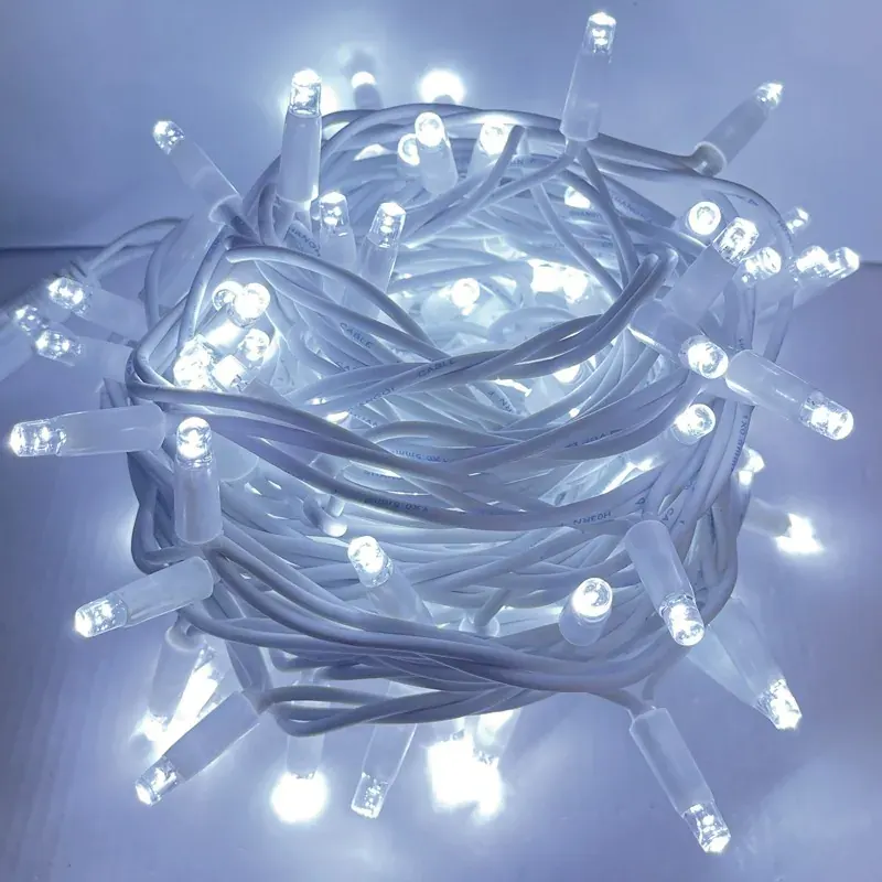 ΛΑΜΠΑΚΙΑ 100 LED ΣΕ ΣΕΙΡΑ ΨΥΧΡΟ ΛΕΥΚΟ ΚΑΟΥΤΣΟΥΚ ΑΝΑ 10mm ΑΝΤΑΠΤΟΡΑ 31VDC ΜΕ ΔΥΝΑΤΟΤΗΤΑ ΕΠΕΚΤΑΣΗΣ MAX 20 ΣΕΤ & ΚΑΛΩΔΙΟ ΠΡΑΣΙΝΟ 1.5m IP44