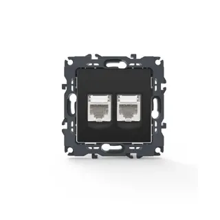 PRIME ΠΡΙΖΑ ΔΙΚΤΥΟΥMAT ΑΝΘΡΑΚΙ ΜΕ ΒΥΣΜΑ 2XRJ45 CAT6 UTP IP20