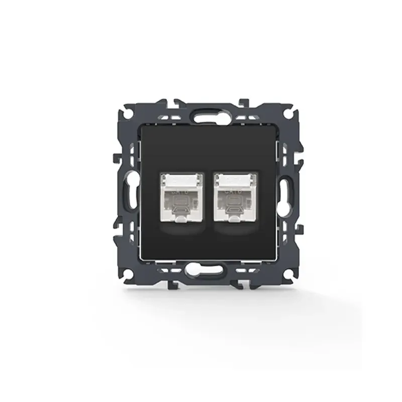 PRIME ΠΡΙΖΑ ΔΙΚΤΥΟΥMAT ΑΝΘΡΑΚΙ ΜΕ ΒΥΣΜΑ 2XRJ45 CAT6 UTP IP20