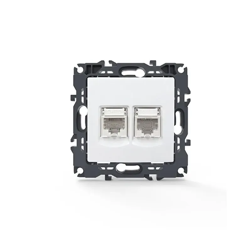 PRIME ΠΡΙΖΑ ΤΗΛΕΦΩΝΟΥ ΜΕ ΒΥΣΜΑ 1XRJ11 CAT3 IP20 & ΠΡΙΖΑ ΔΙΚΤΥΟΥ ΛΕΥΚΗ ΜΕ ΒΥΣΜΑ 1XRJ45 CAT6 UTP IP20