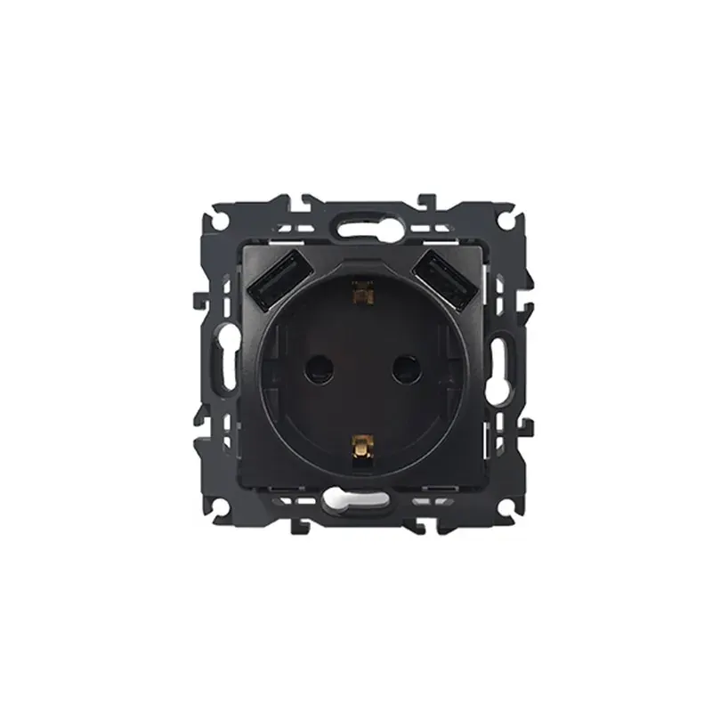 PRIME ΠΡΙΖΑ ΣΟΥΚΟ ΑΣΦΑΛΕΙΑΣ MAT ΑΝΘΡΑΚΙ 2P+E 16A 250VAC & 2 USB 5VDC 3.1A IP20