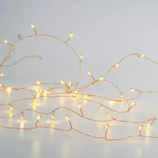 ΛΑΜΠΑΚΙΑ 50 LED 3W ΣΕ ΣΕΙΡΑ ΘΕΡΜΟ ΛΕΥΚΟ ΜΠΑΤΑΡΙΕΣ 3xΑΑ ΜΕ ΧΑΛΚΙΝΟ ΚΑΛΩΔΙΟ ΧΑΛΚΟΥ 2.5m IP20 300mm