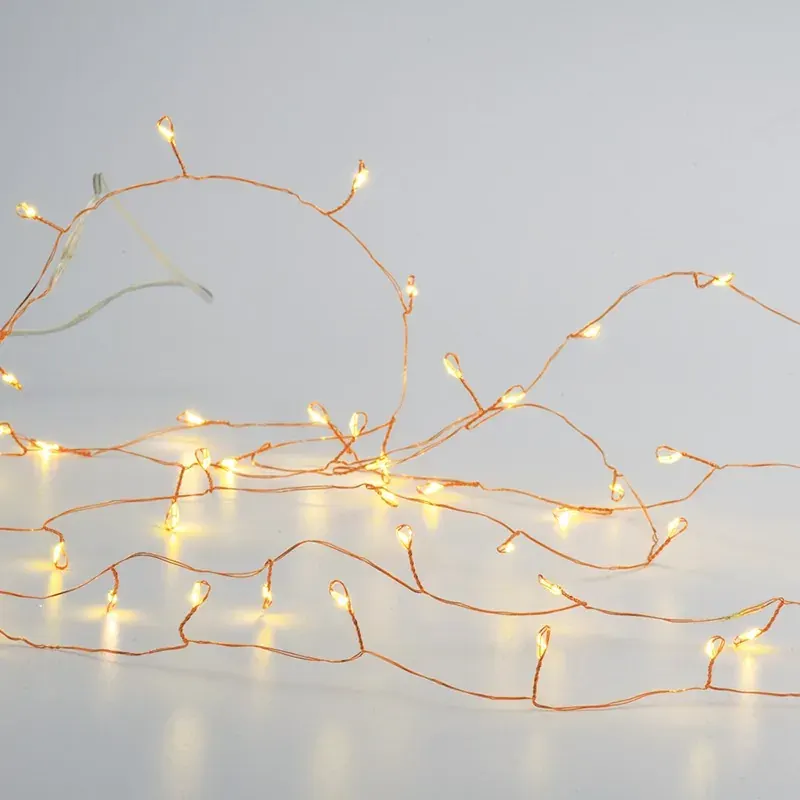 ΛΑΜΠΑΚΙΑ 50 LED 3W ΣΕ ΣΕΙΡΑ ΘΕΡΜΟ ΛΕΥΚΟ ΜΠΑΤΑΡΙΕΣ 3xΑΑ ΜΕ ΧΑΛΚΙΝΟ ΚΑΛΩΔΙΟ ΧΑΛΚΟΥ 2.5m IP20 300mm