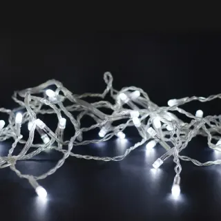 ΛΑΜΠΑΚΙΑ 100 LED ΣΕ ΣΕΙΡΑ ΨΥΧΡΟ ΛΕΥΚΟ ΚΑΟΥΤΣΟΥΚ ΑΝΤΑΠΤΟΡΑ 31VDC ΜΕ ΔΥΝΑΤΟΤΗΤΑ ΕΠΕΚΤΑΣΗΣ MAX 6 ΣΕΤ & ΚΑΛΩΔΙΟ ΔΙΑΦΑΝΟ 5m IP44 50mm